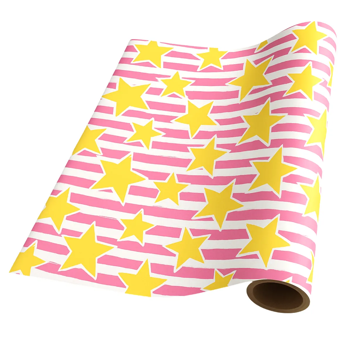 Stripes & Stars Bulk Gift Wrap Roll - 50cm x 50m | Premium 65gsm Paper - Pink Stripes & Stars