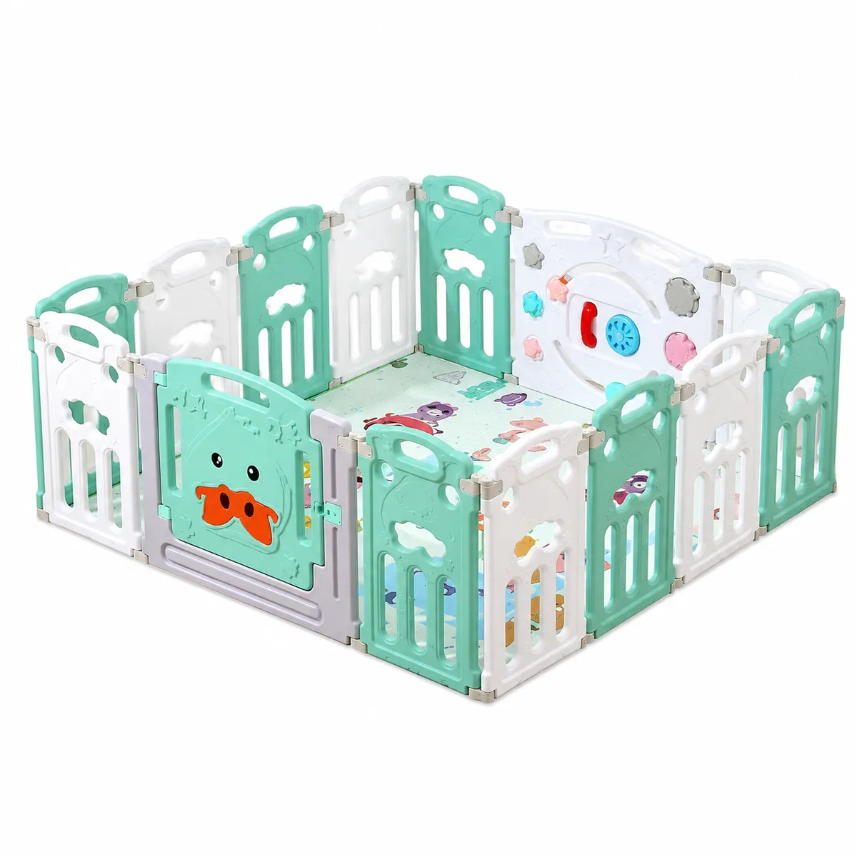 Foldable Baby Play Pen Ball Pit (Blue, White)
