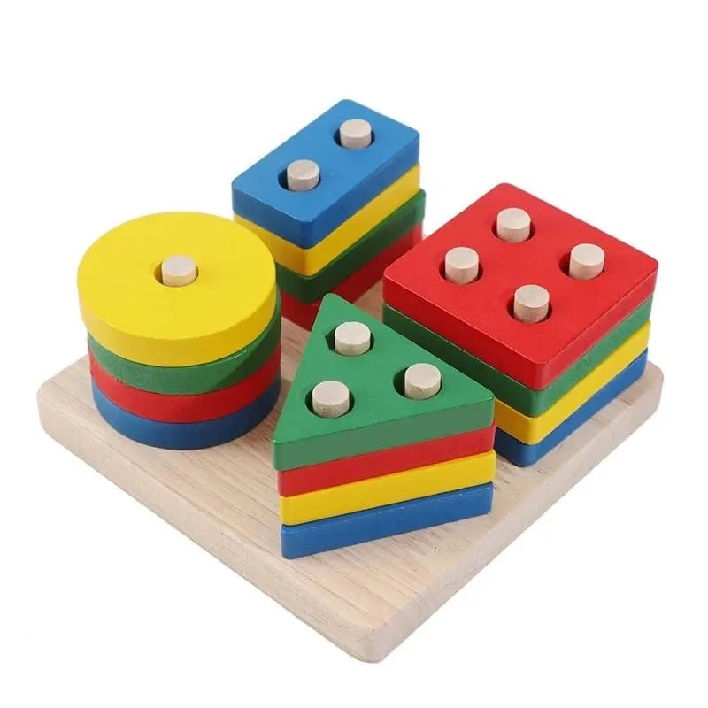 Montessori Wooden Shape Sorting Puzzle 16 Pieces