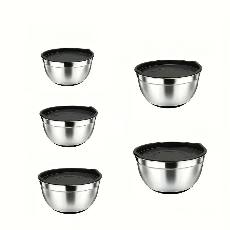 5pcs Stainless Steel Nesting Bowls with Sealed Lid