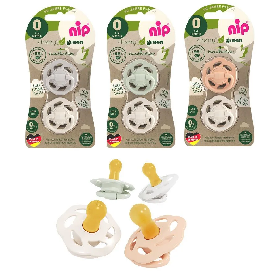 Nip Soothers Cherry Green Newborn Range - Green