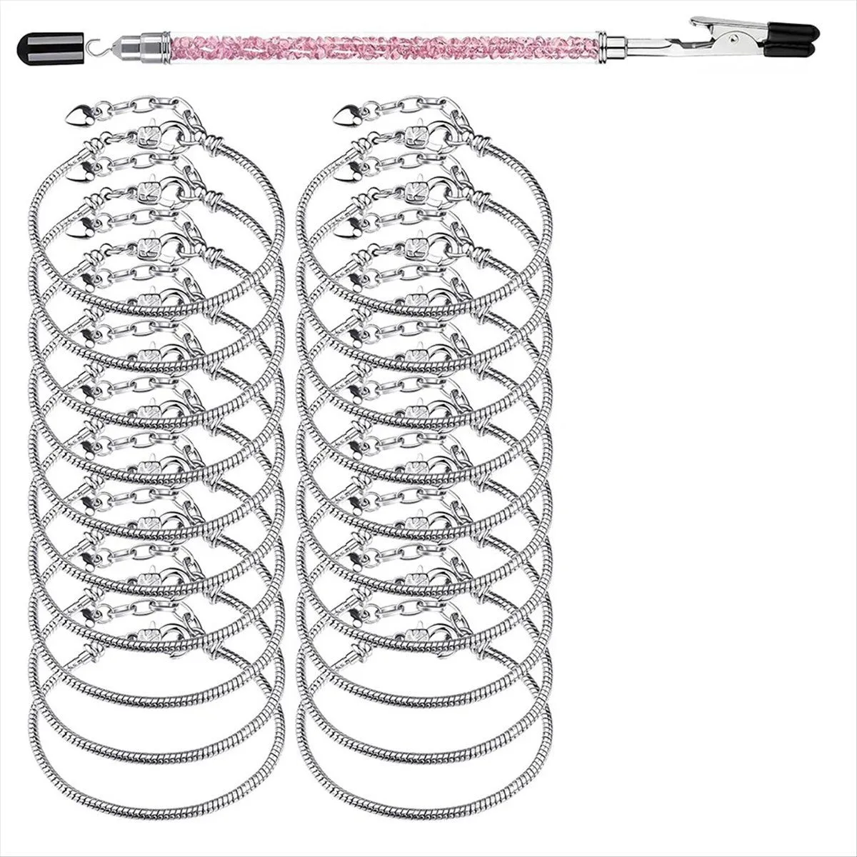 Stainless Steel Snake Chain Bracelets With Bracelet Helper Tool