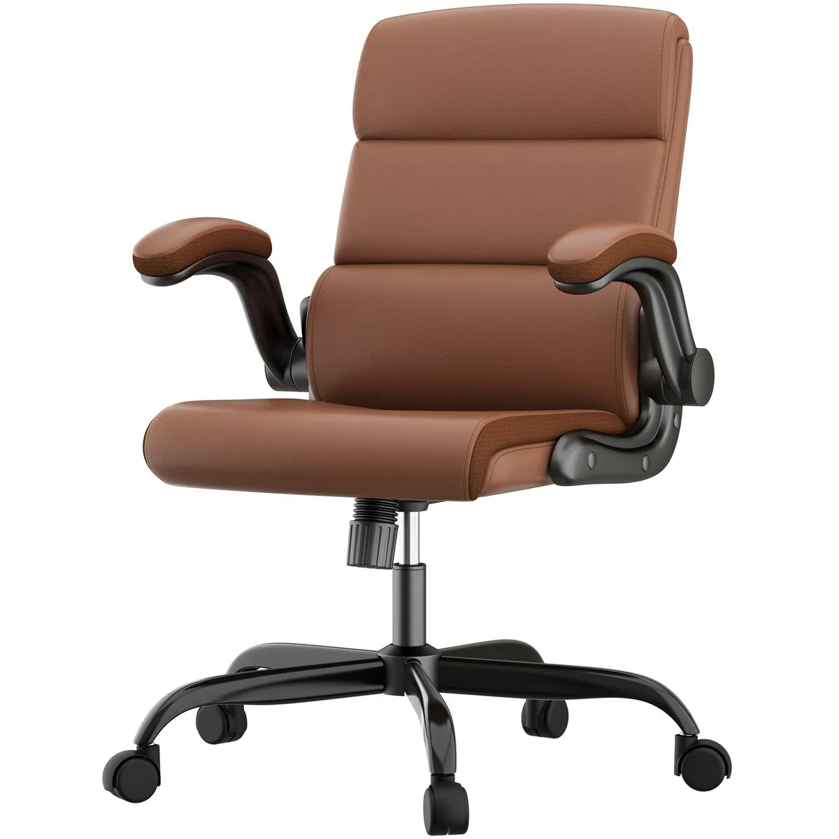 Leather Office Chair Adjustable Armrest Computer Work Chair