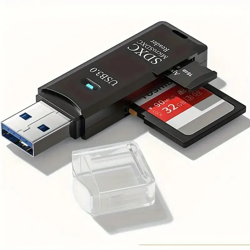 2-in-1 SD Card Reader To USB Adapter - Black