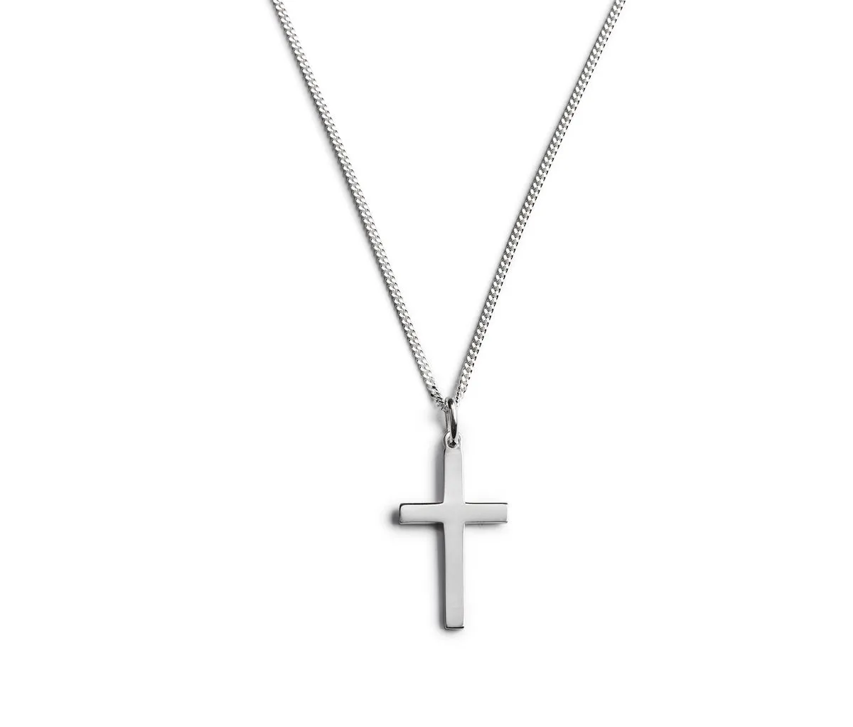 Plain Sterling Silver Cross Pendant including Chain