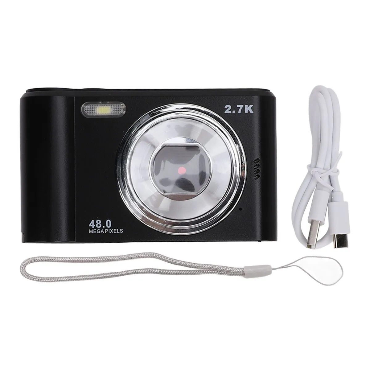 48MP HD Digital Camera - 2.7K Video, 8X Zoom, 2.4" IPS Black