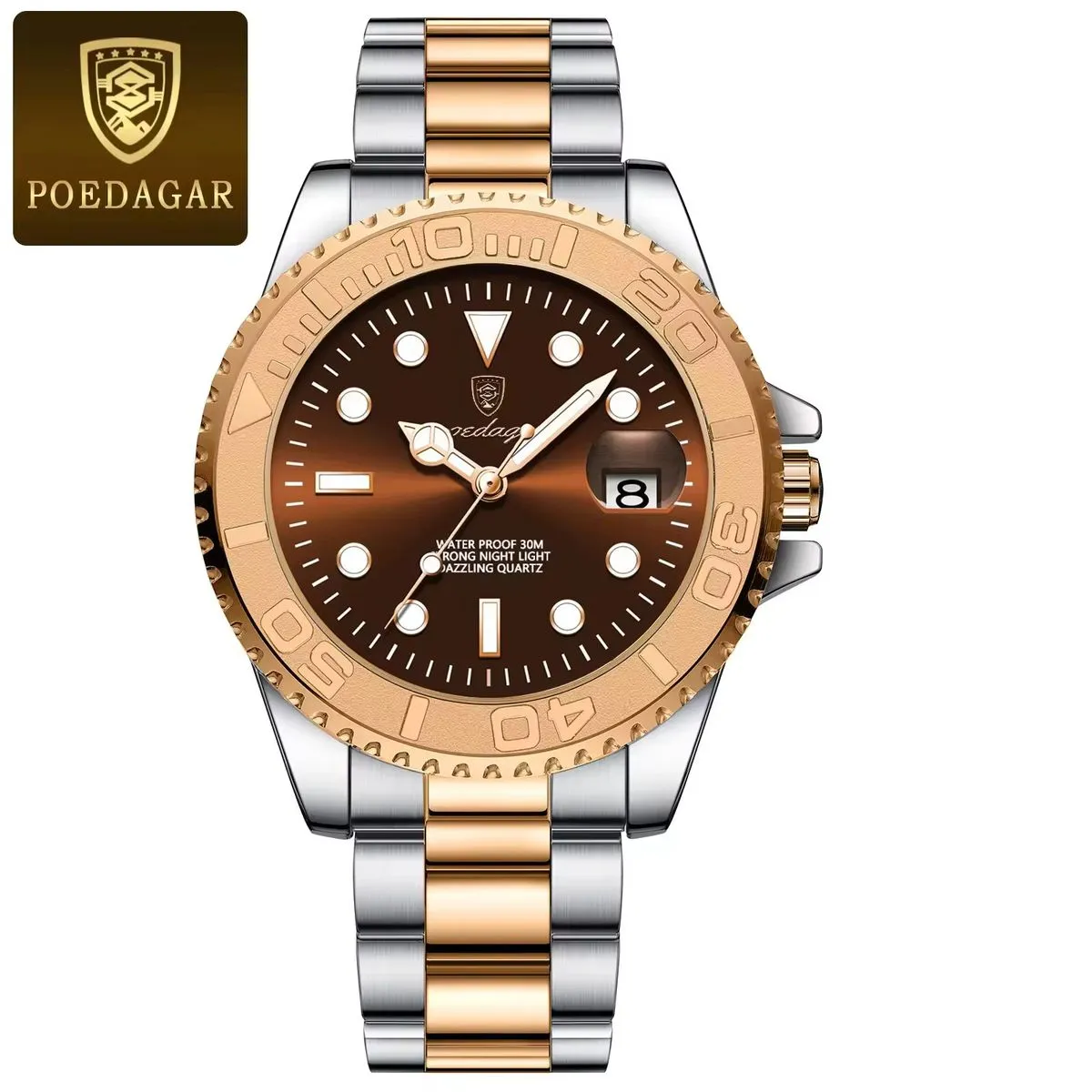 Poedagar Watch Men 680 Reloj Classic Sport - gold brown