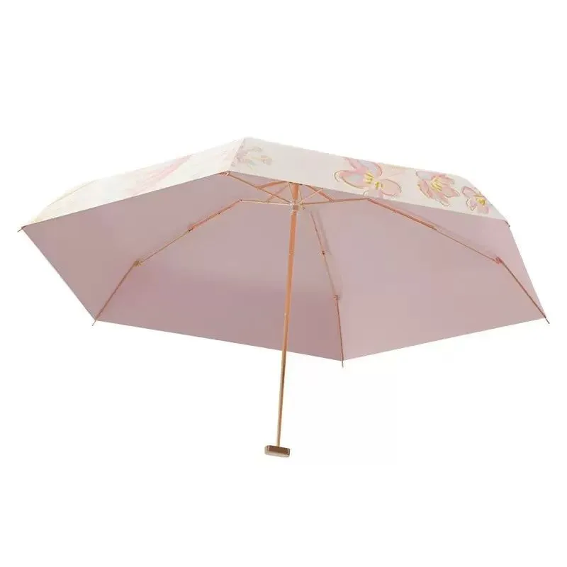 Golden Butterfly Pink Mini Sun Umbrella | Double-Bone Fiberglass 2-in-1