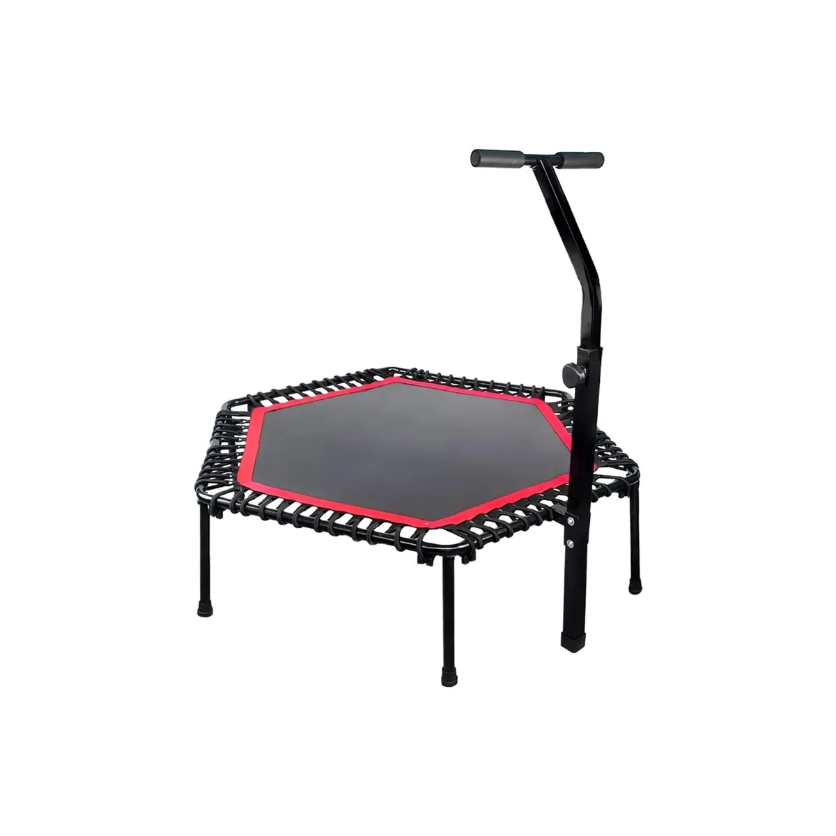 Mini Fitness Trampoline Hexagonal with Adjustable Grip Bar for Exercise