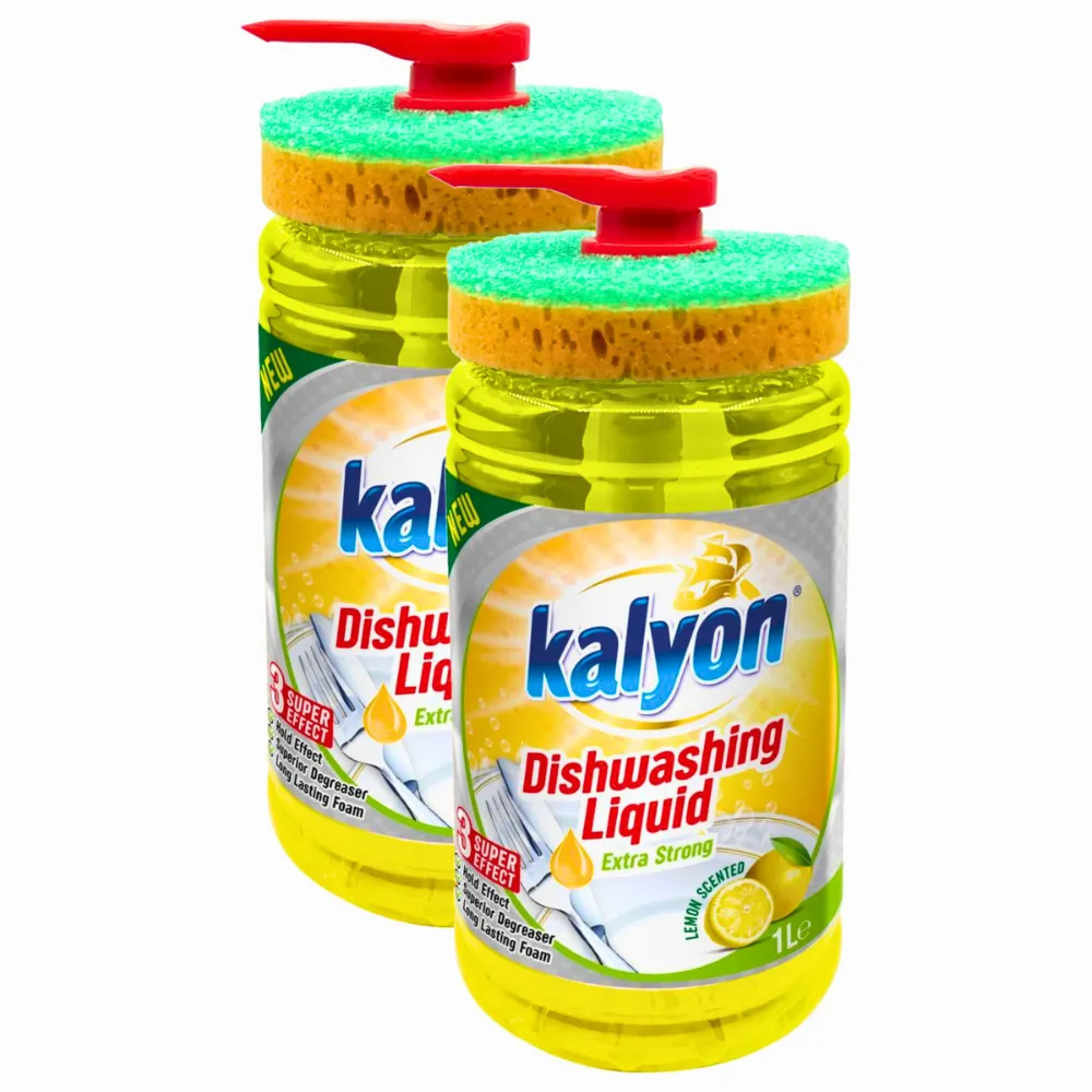 Kalyon 1L Extra Strong Degreasing Dishwashing Liquid Lemon, Value Pack of 2