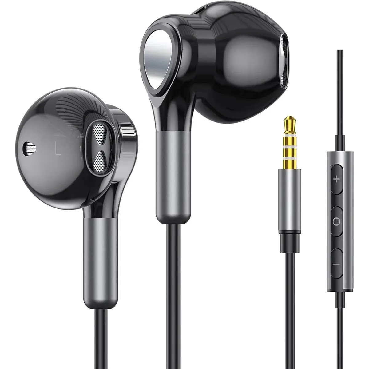Wired Headphones In Ear Headset Earphone Stereo Earbuds Microphone - Black