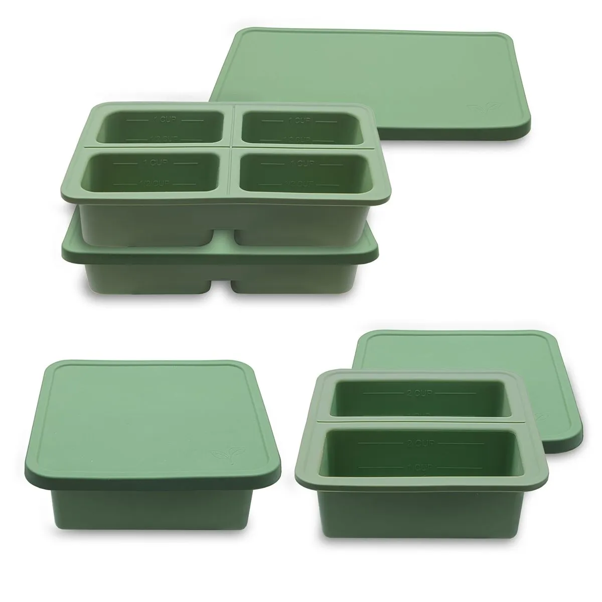 Silicone Freezer Meal Prep Tray Value Set (2 and 4 Portion, 4L Total )
