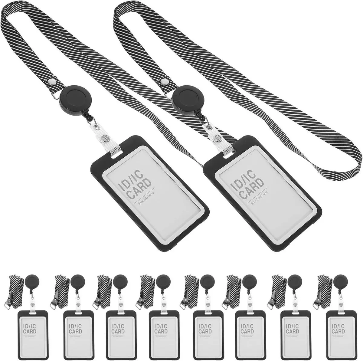 10 Sets Clear Badge Sleeve with Retractable Lanyard Anti-Scratch Id Card