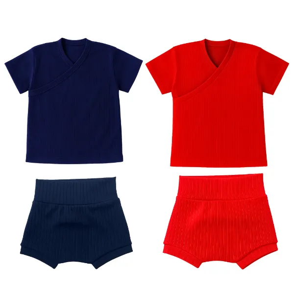 Baby/Toddler-Easy Over Summer Shirt and Harem Nappy Cover-Navy/Red