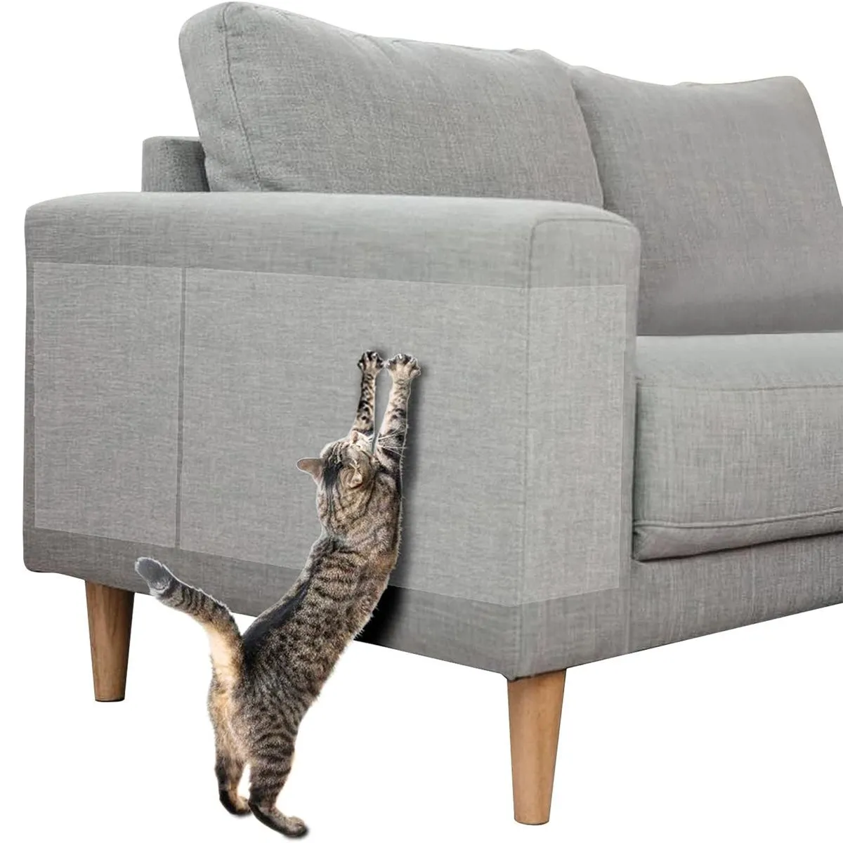 4 Pcs 50 x 30cm Clear Anti Cat Scratch Furniture Protector with Sofa Nails