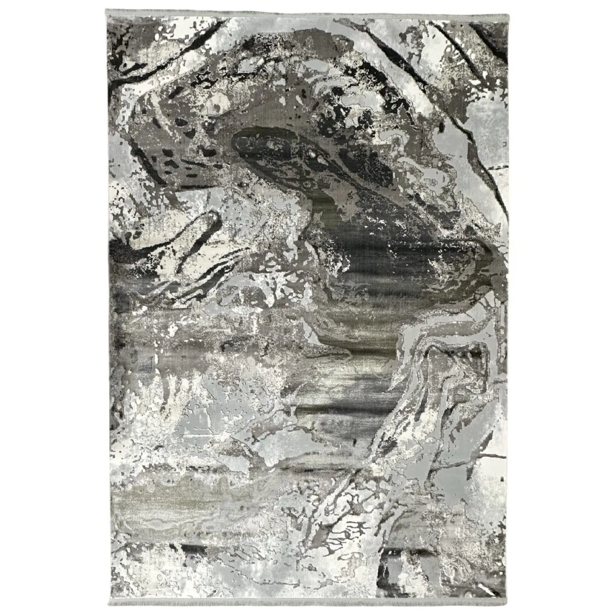 Abstract Wavy Design, Turkish High-Quality Soft Grey Area Rug / 300x200 cm]