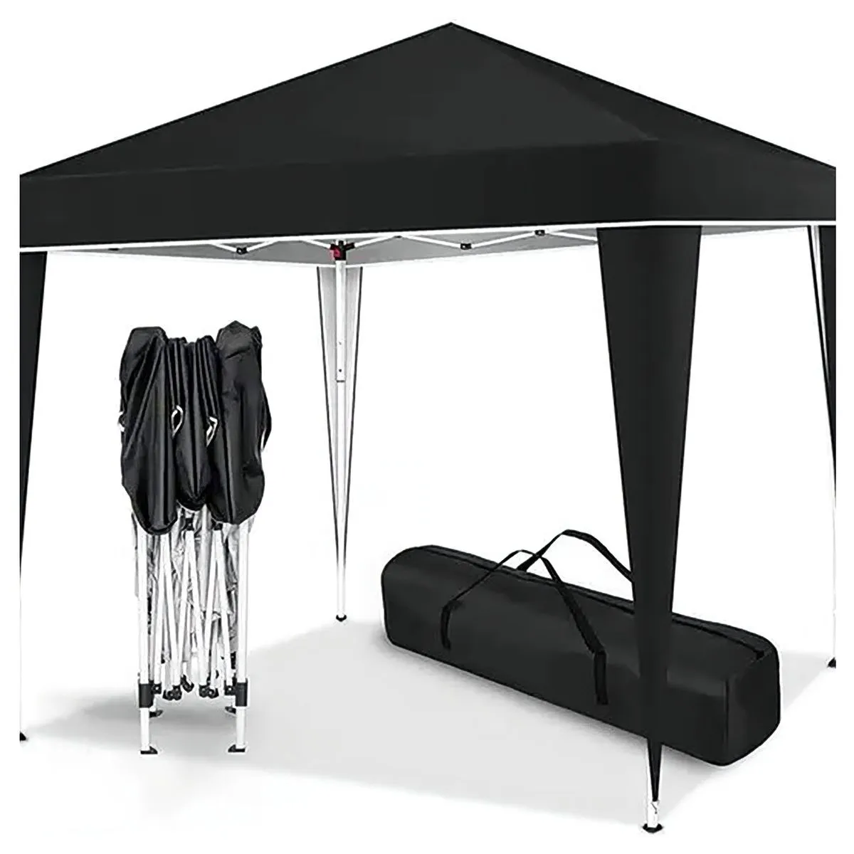 118" x 118"-Tent Pop-Up Canopy Rainproof Tent With Storage Bag- Easy Set Up - Black