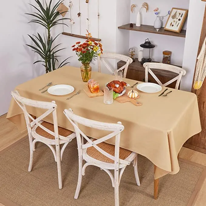 Rectangle Satin Party Tablecloth Table Cove 150.cm x 245.cm - Beige champ color 