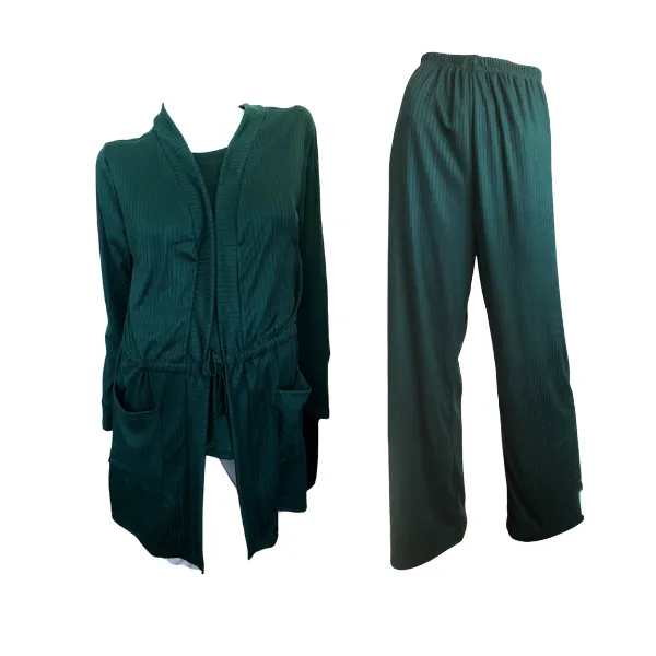 Maternity & Nursing- Hospital Pajamas-Cardigan Elegance Set TALL B/Green
