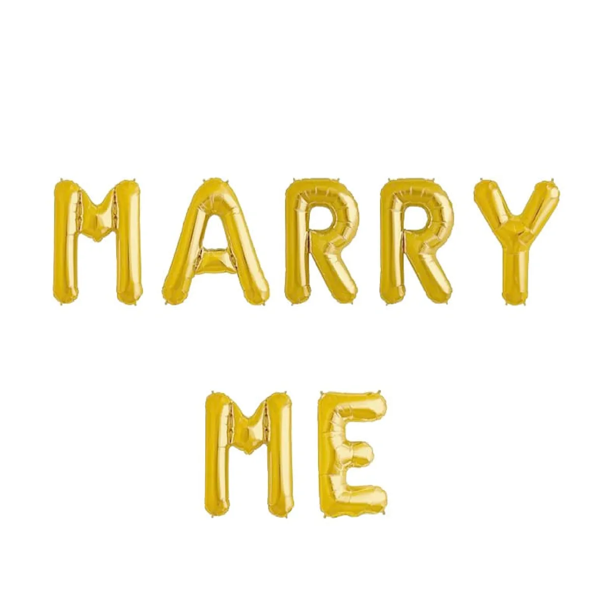 Marry Me Foil Balloon Set - 16" (40cm) Letters - 7pc for Proposals - Gold