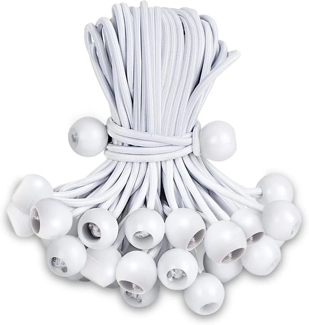 100 Pieces Bungee Cords with Ball for Outdoor Canopy Tents Shelter - White