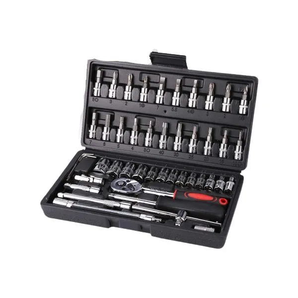 46-Pieces Car Automobile Repair Tool Ratchet Wrench Drive Socket Set 1/4-Inch