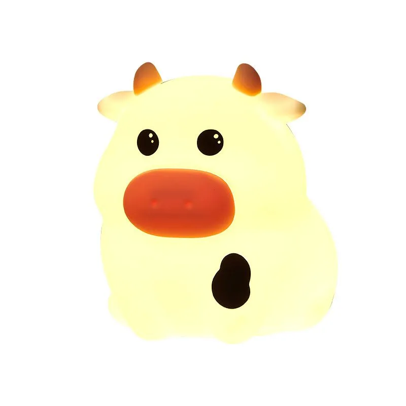 Cow Night Light Cute Bedside Bedroom Sleep Pat Lamp