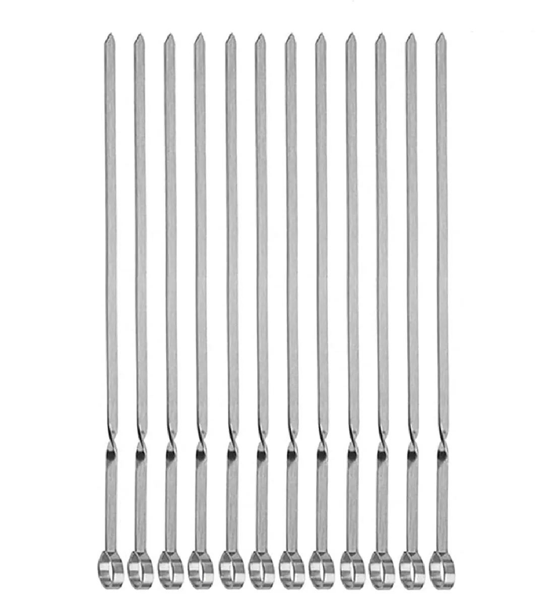 12 Pieces Metal Skewer for Grilling,Kabob Skewer,Flat BBQ Barbecue Skewer