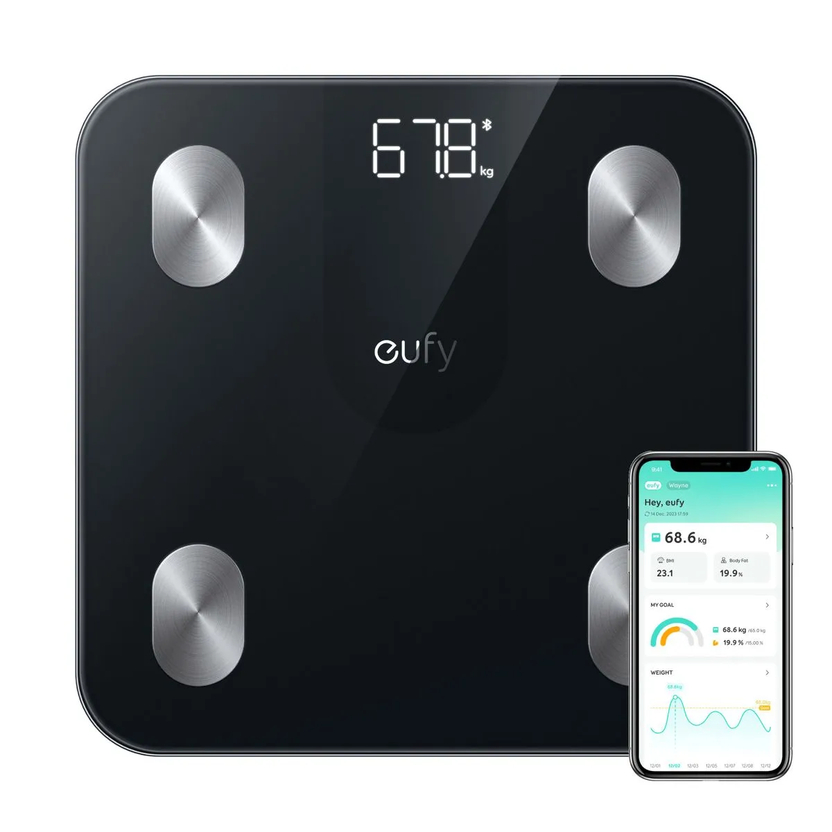 eufy A1 Smart Scale Bluetooth Digital Bathroom Scale - Black