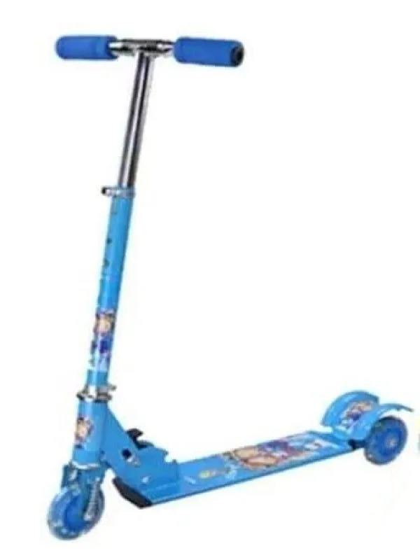 Kids Scooter with LED Flashing Wheels - Adjustable Handlebar Height - Blue