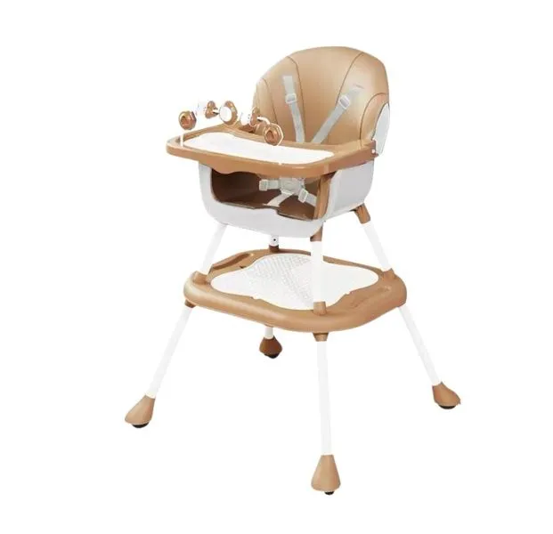 Baby High Chair, 4-in-1 Highchair Dining Feeding Chair - Brown