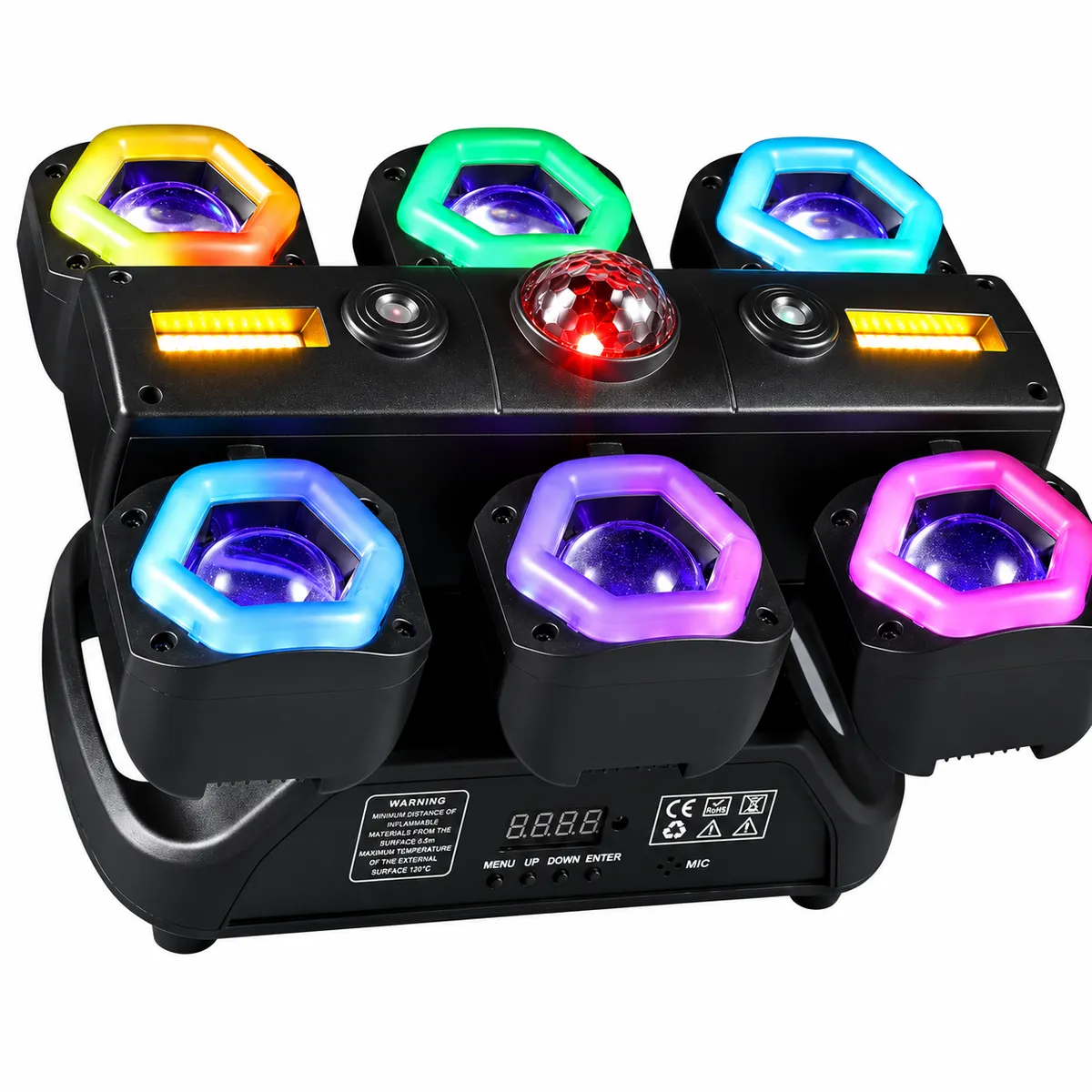 6-Head RGB LED Moving Beam Stage Light with Strobe Effect