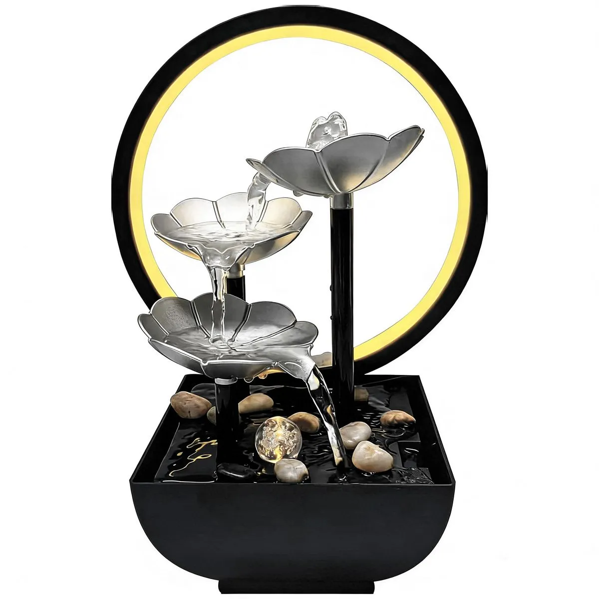 Waterfall Tabletop River Rocks USB Powered Water Decor with Natural Rocks