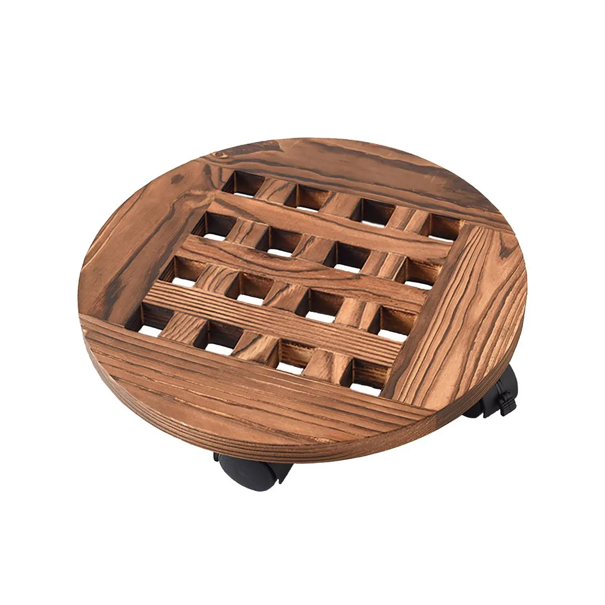30cm Wooden Mobile Plant Tray with 4 Wheels