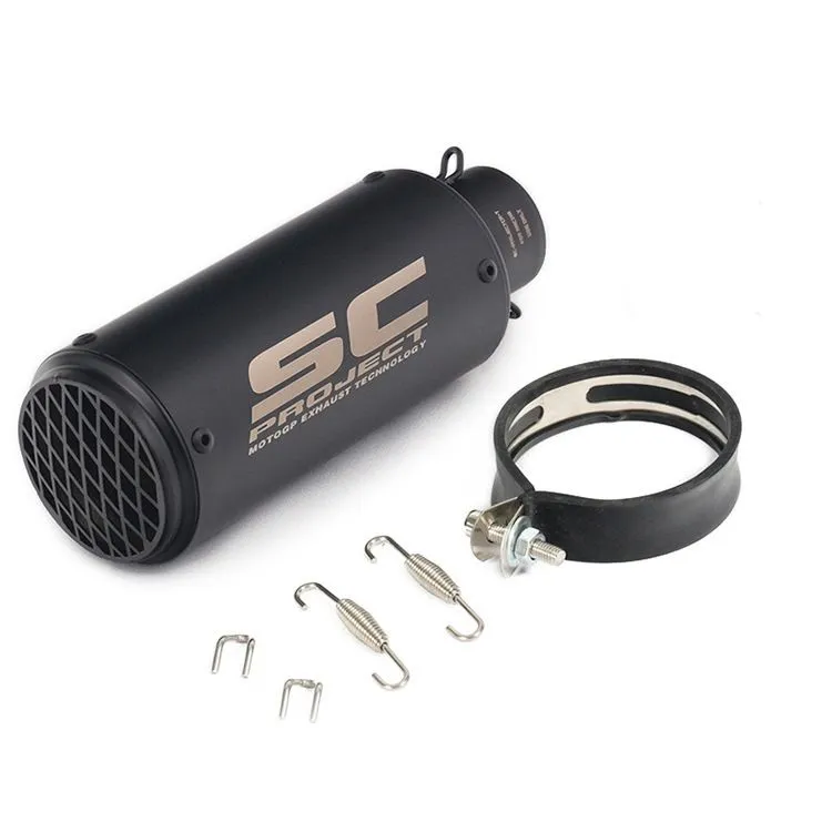 Large displacement Stainless Steel Motorcycle Exhaust Muffler Pipe Silencer - black-60 mm