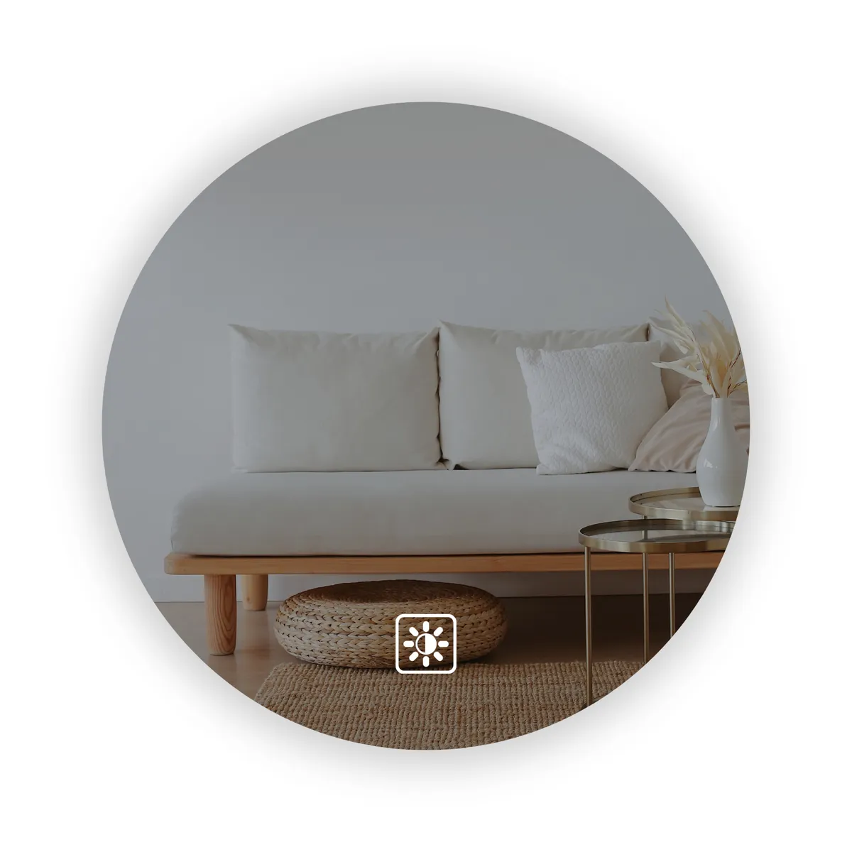 LED Round Bathroom Mirror 40 CM,Stepless Dimming - White