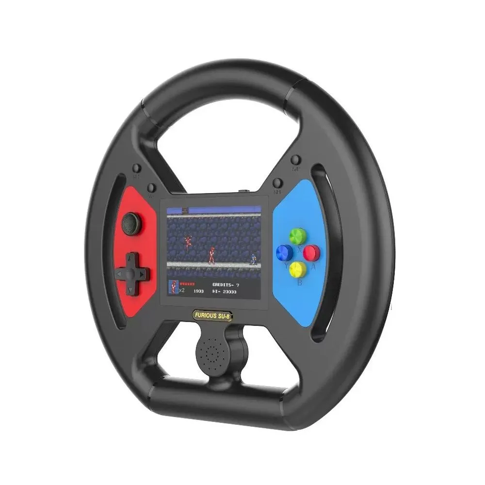 SU-8 3.5-Inch Handheld Game Console Steering Wheel Design - Black