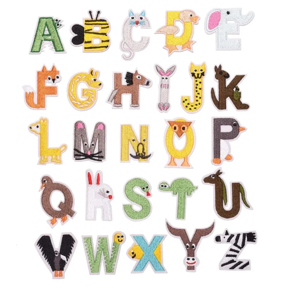 Craft DIY 26pc Iron on Letters Animal Zoo Alphabet Patches Embroidery
