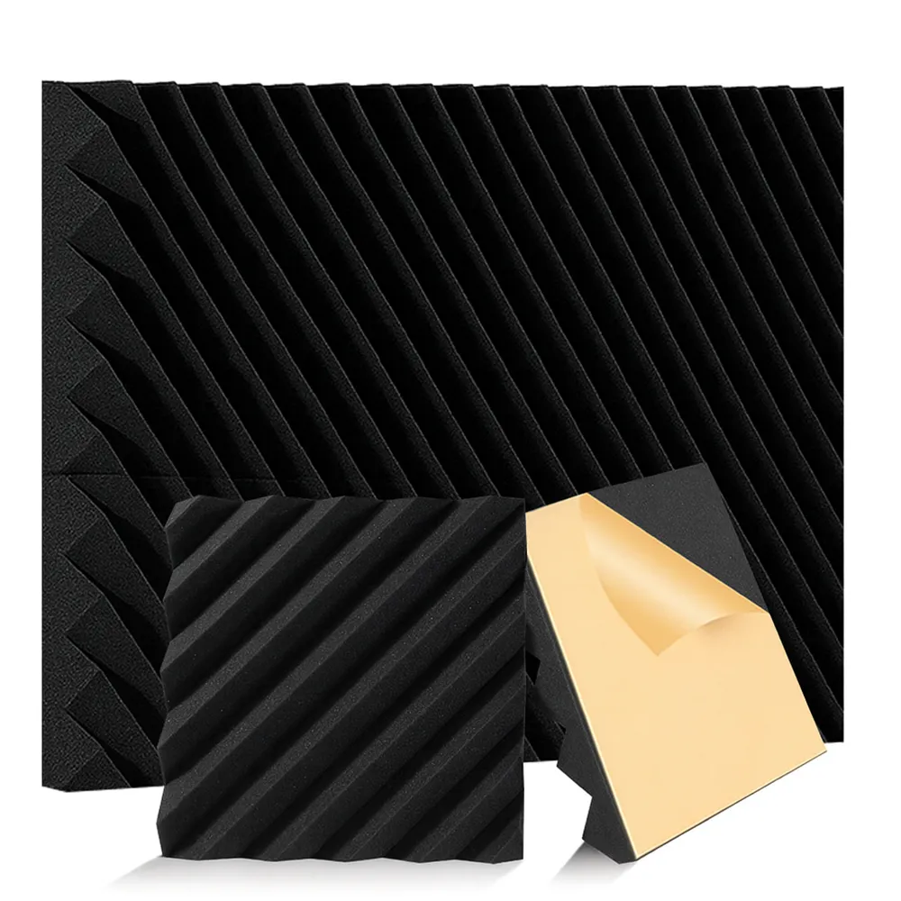 Topika Sound Proof Acoustic Panels 50x50, 6/12pcs Self-Adhesive Foam Panels - Black- 6 pack