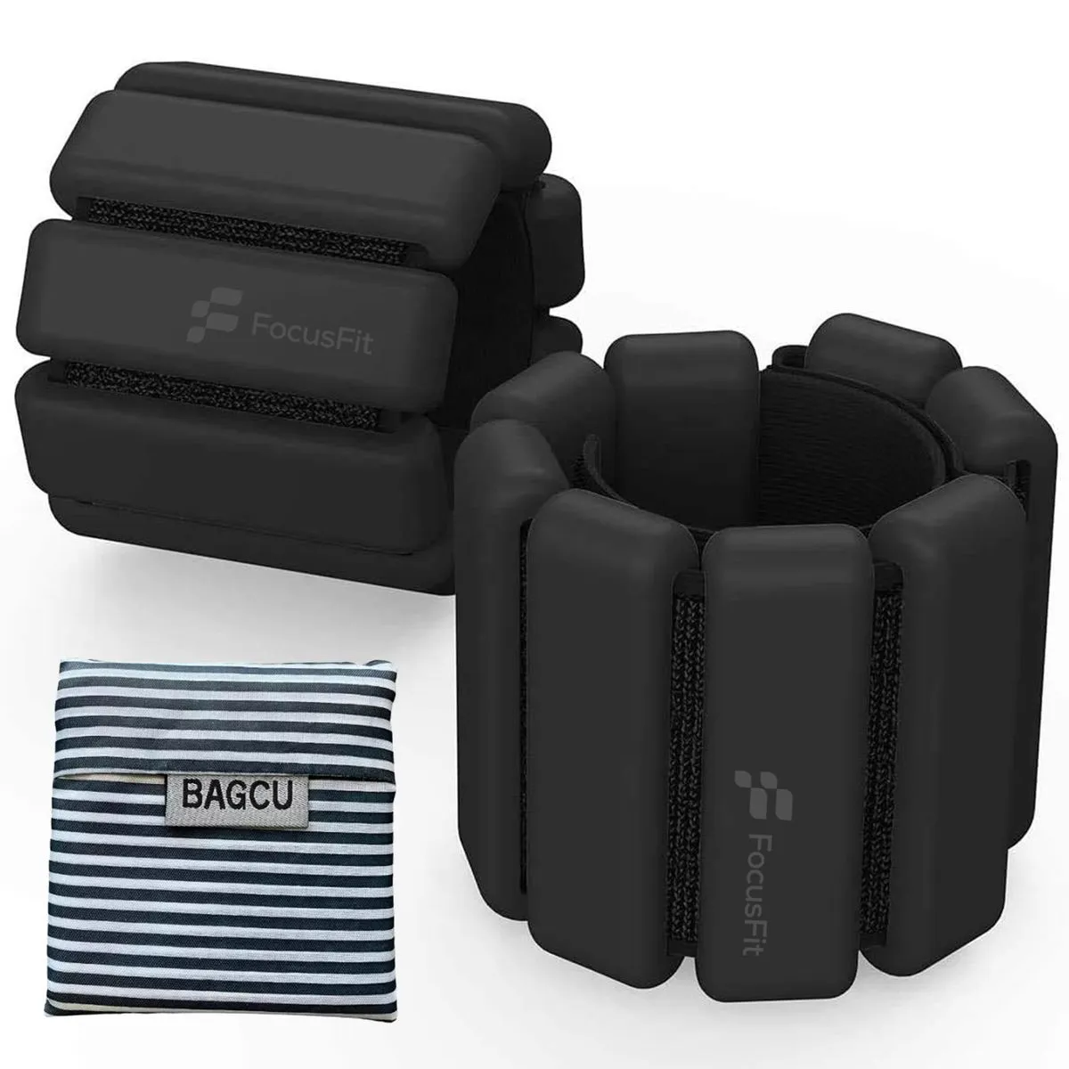 FocusFit Adjustable Wrist & Ankle Weights Set for Exercise, Walking, Yoga - Black