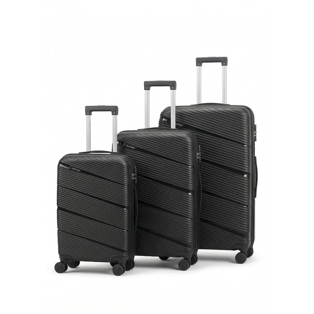 Astro Gear Polypropylene Luggage Set - Black - KR Bridge - 3-Piece