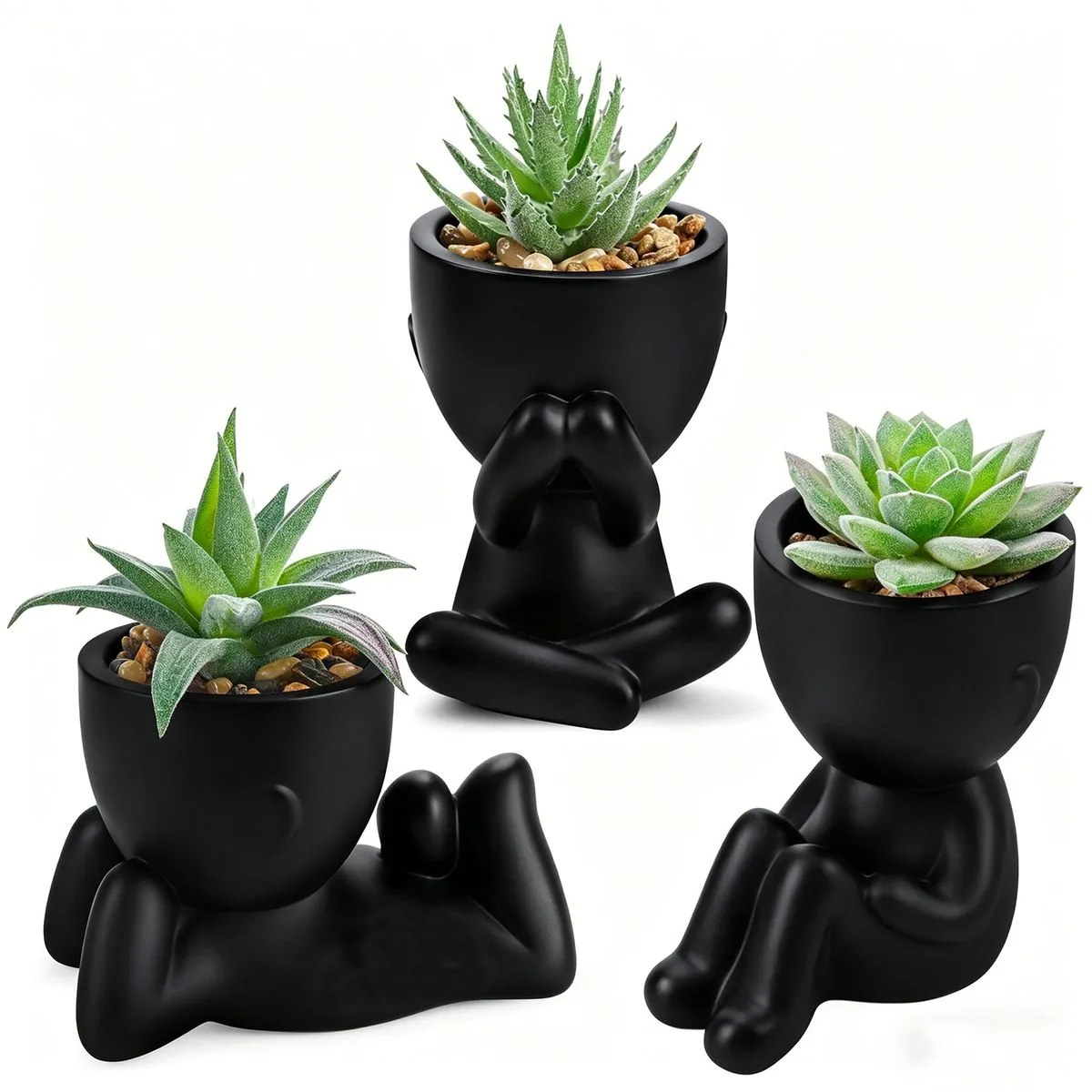3 Pieces Artificial Succulents Plants Pots, Mini Potted Artificial Plant