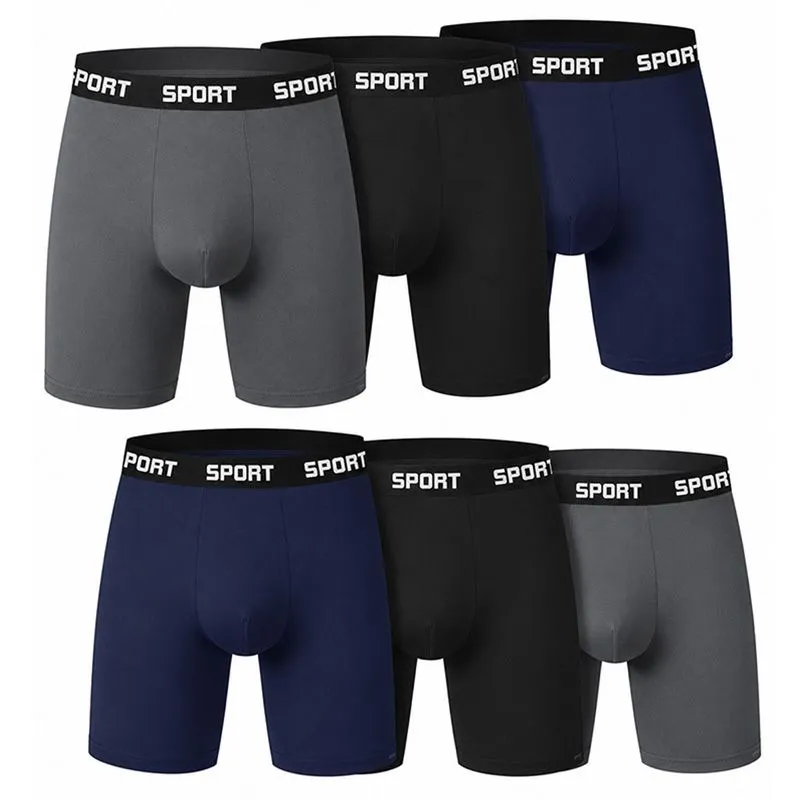 Men's Sports Underwear 6 Pack Anti Chafing Boxer Briefs Quick Dry - M