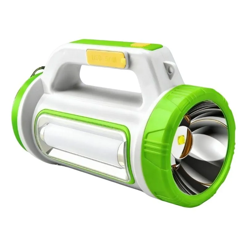 High-intensity Flashlight: Outdoor Lighting, Solar Charging, - WH-D5158 green and white model