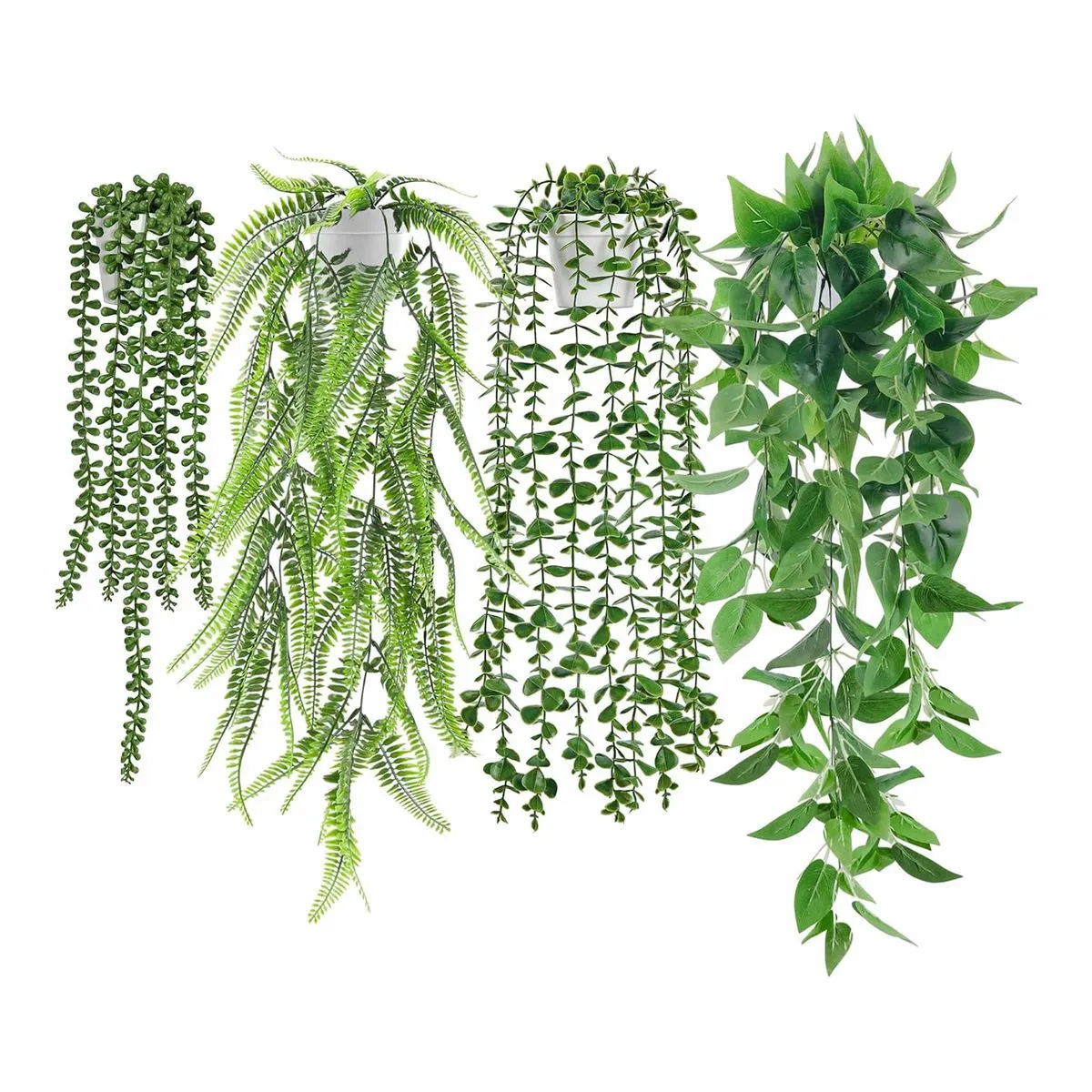 4Pieces Fake Hanging Artificial with Eucalyptus Vine, Mandala, Pea Leaves