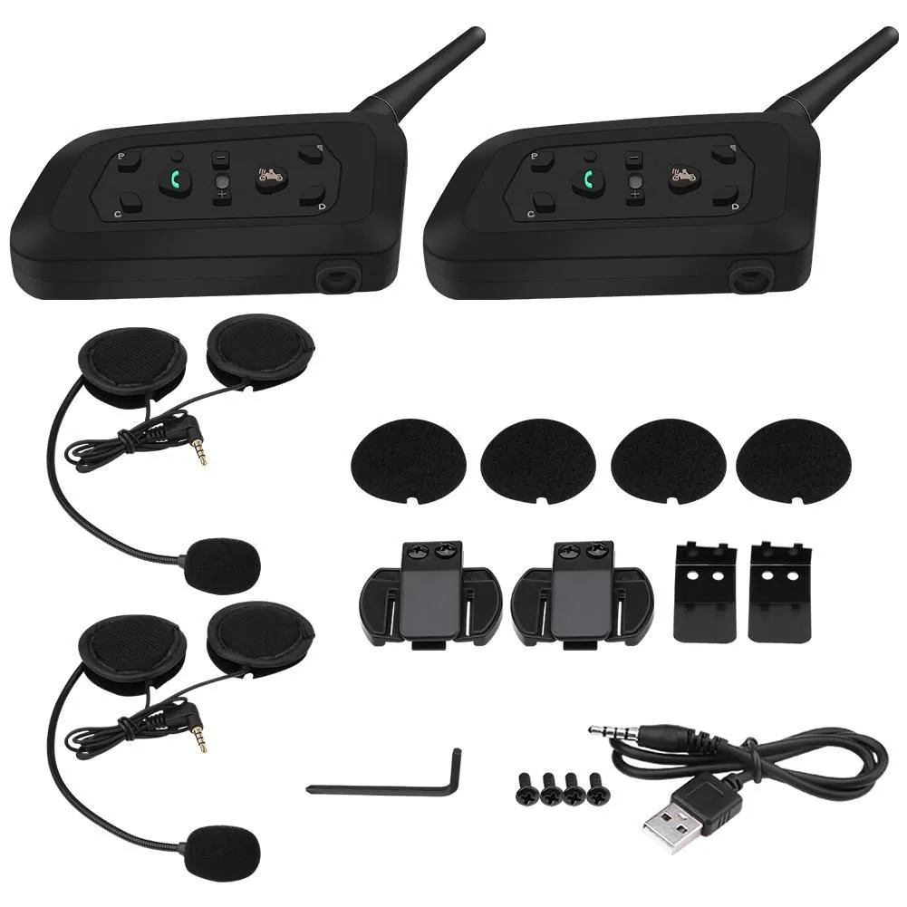 Ejeas V6 Pro 1200M Motorcycle Helmet Bluetooth Intercom 2 Sets