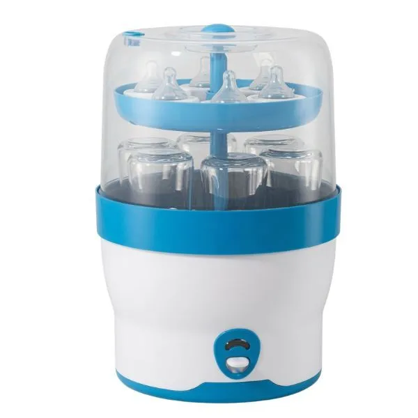 Electric Baby Bottle Sterilizer 6 Bottle Steam Cleaner Blue White