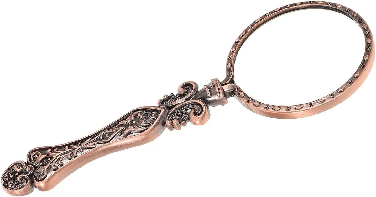Handheld Magnifying Glass With Antique Metal Handle For Reading Jewelry