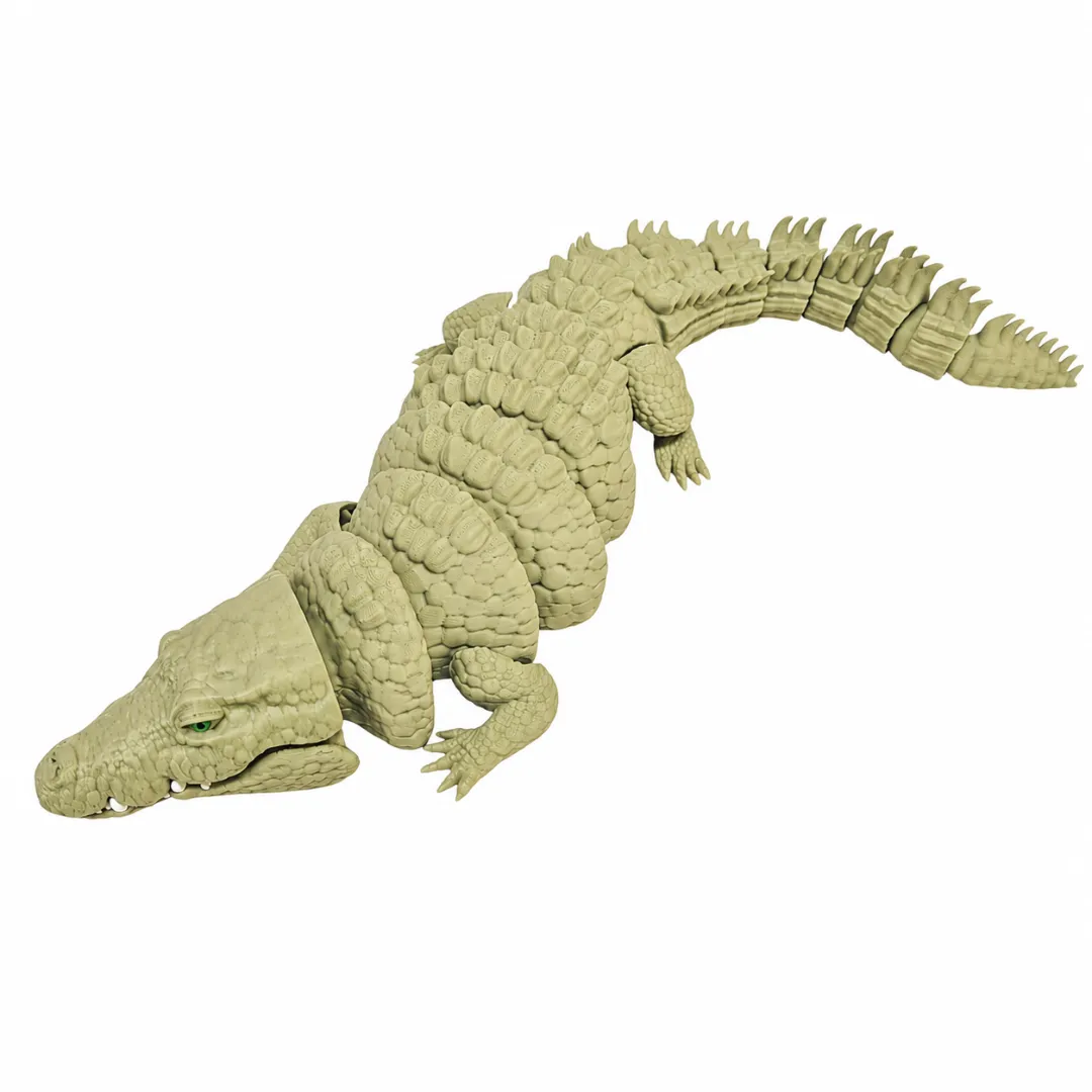 3D Printed Crocodile Large Khaki Articulated Toy for Kids