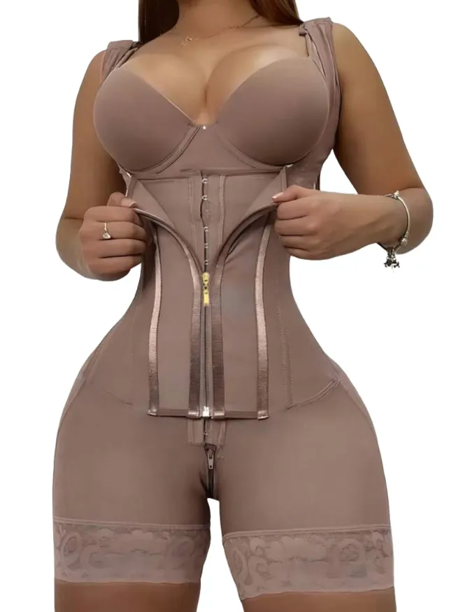 Brown liposuction wide adjustible body shaper